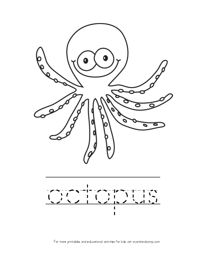 o is for octopus coloring pages - photo #36