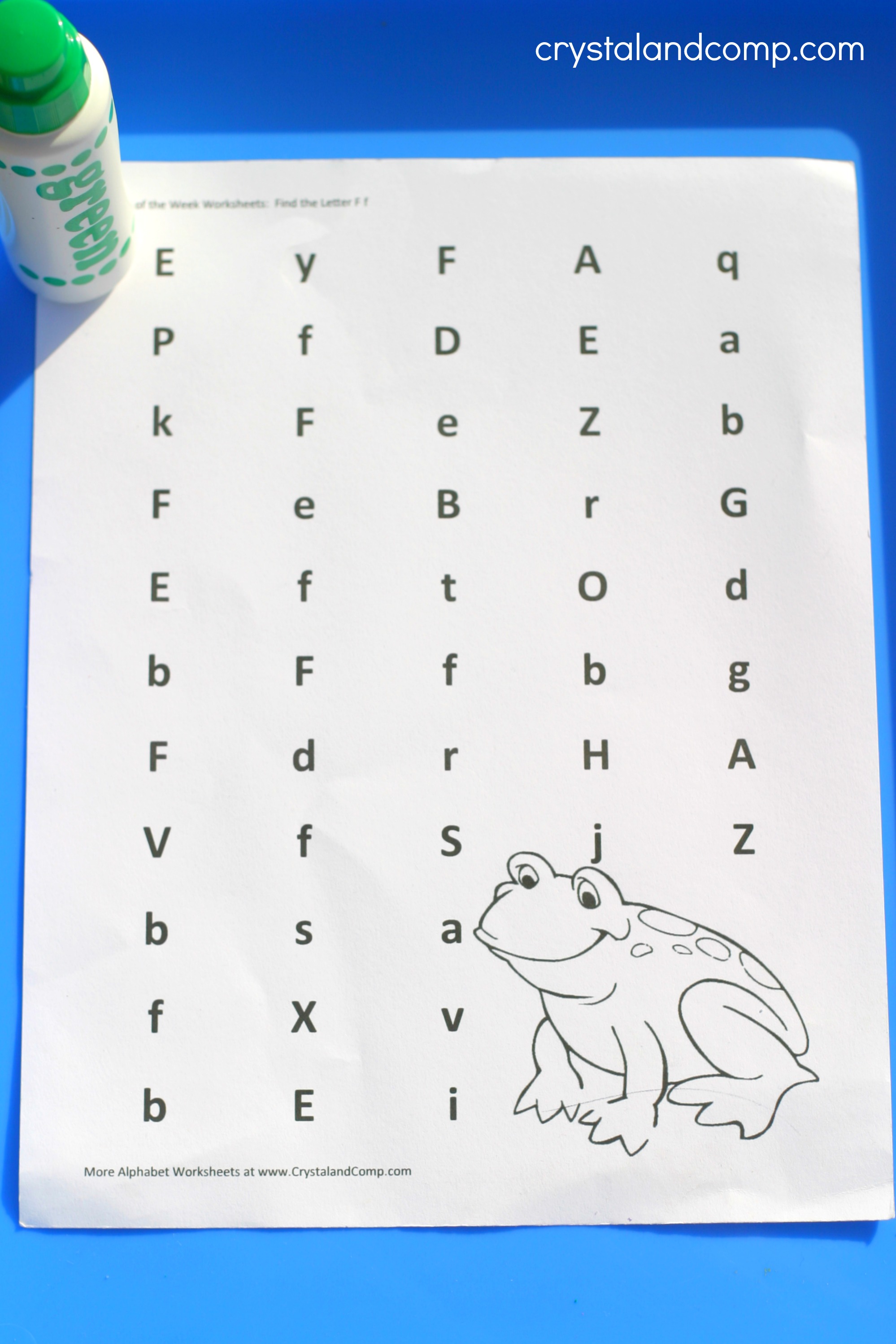 Preschool Letter Worksheets: F is for Frog