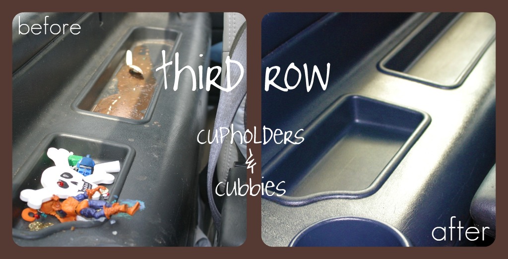 third row cupholders and cubbies