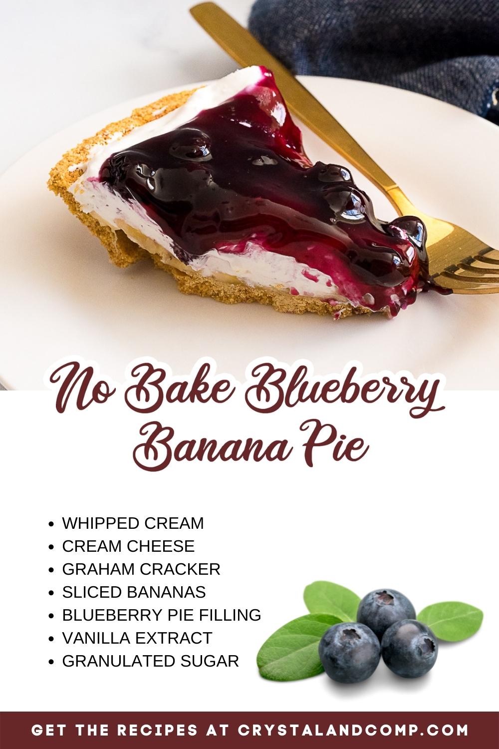 no bake blueberry banana pie ingredient list