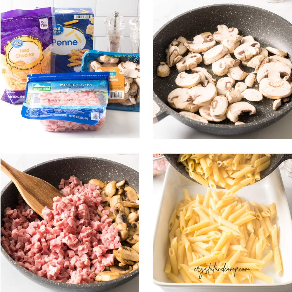 ham and cheese pasta bake in process ingredients