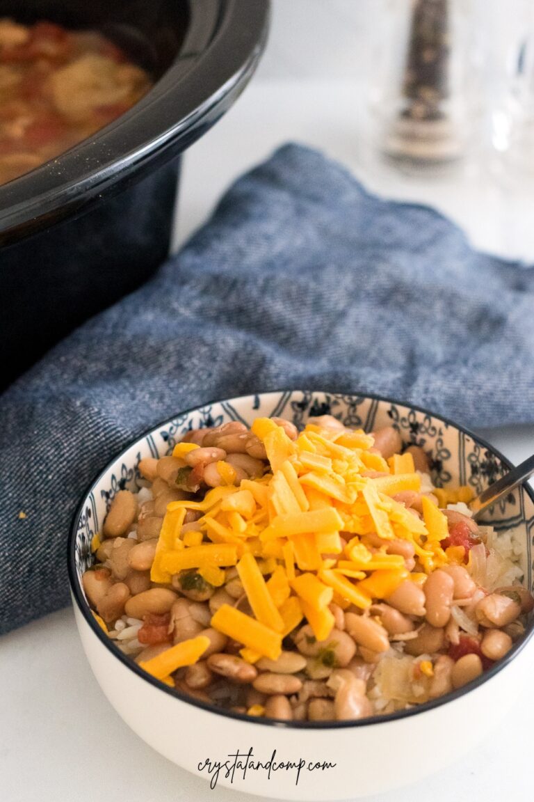 pinto beans and rice recipe with blue towel