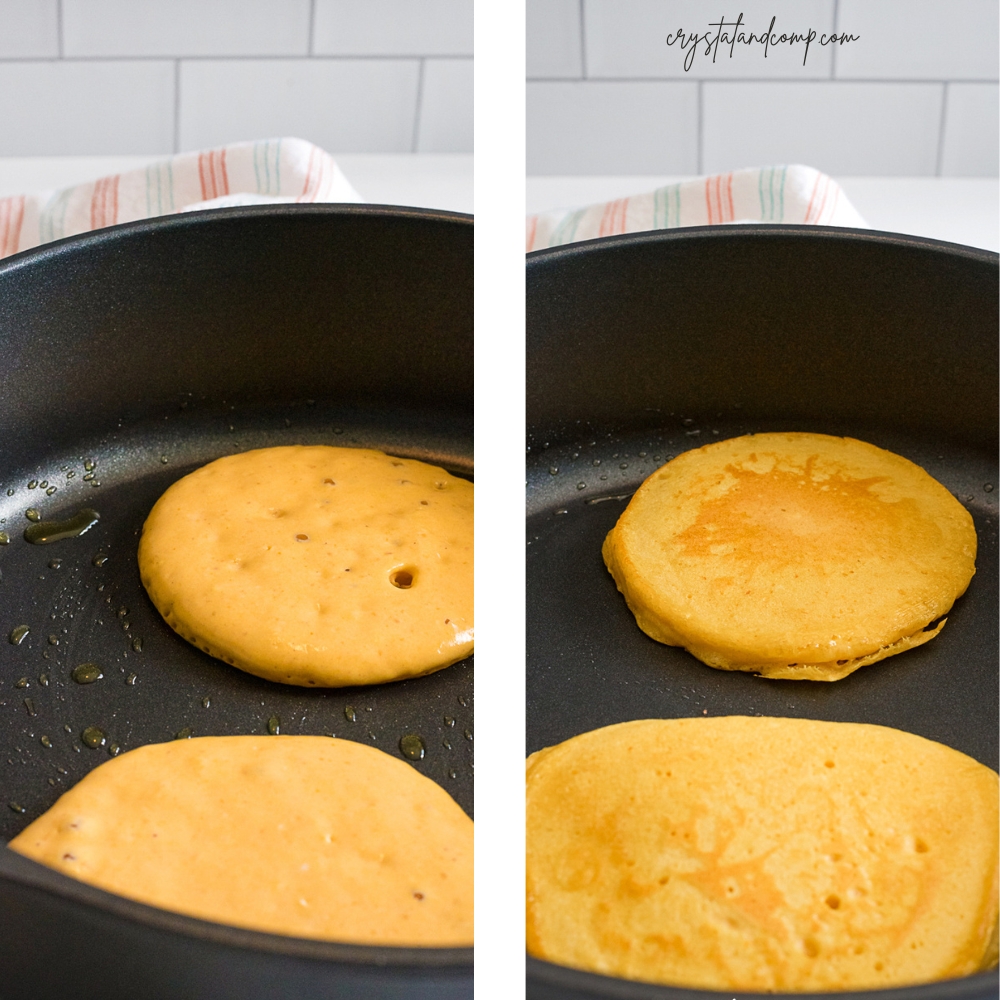 pumpkin pancakes in process cooking