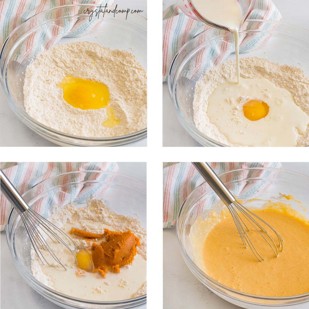 pumpkin pancakes in process ingredients