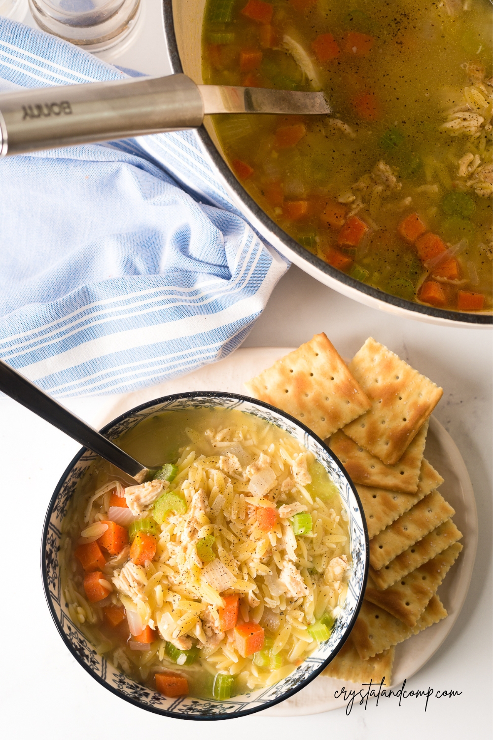 chicken orzo soup with pot