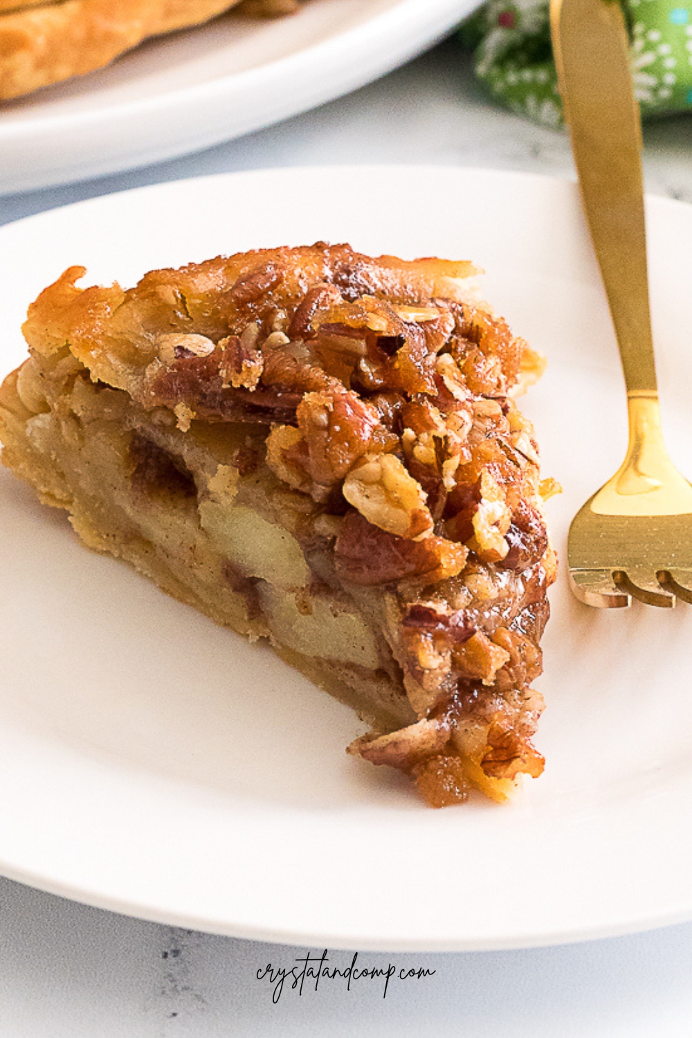 closeup upside down apple pie recipe