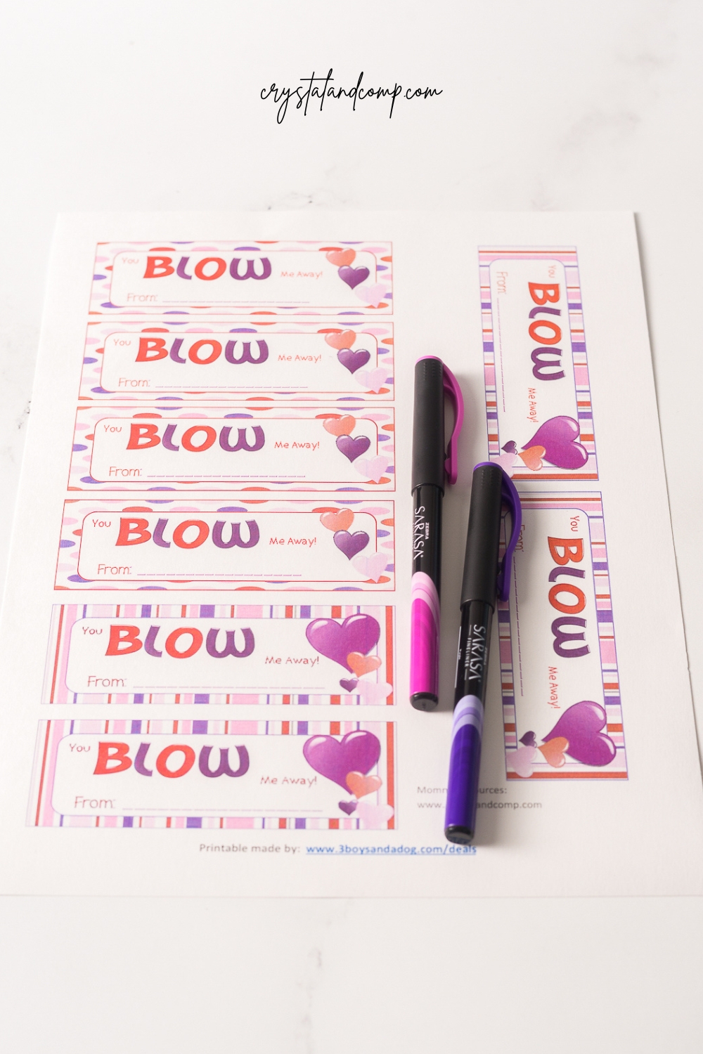 bubble valentine printable and markers