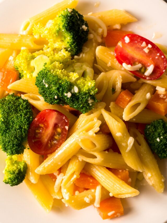 broccoli pasta salad on plate