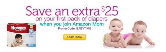 $25 off Select Diapers with Amazon Mom! (Join now for FREE)