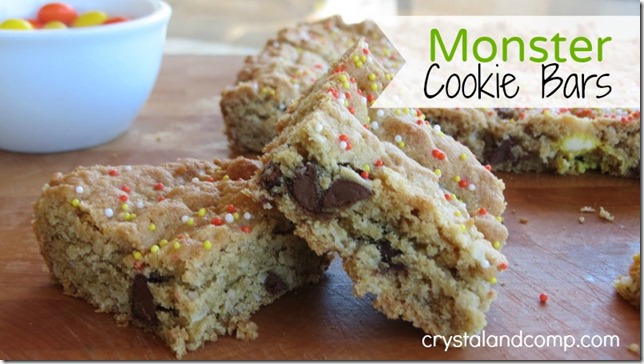letter of the week preschool snack Monster cookie bars