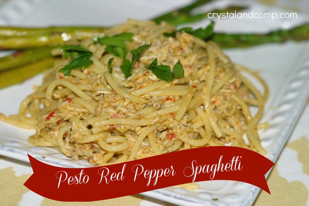 easy recipes pesto red pepper spaghetti trader joes