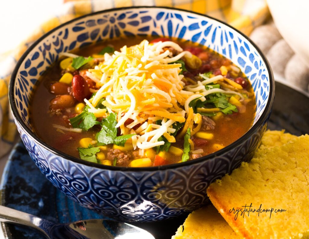 easy taco soup closeup