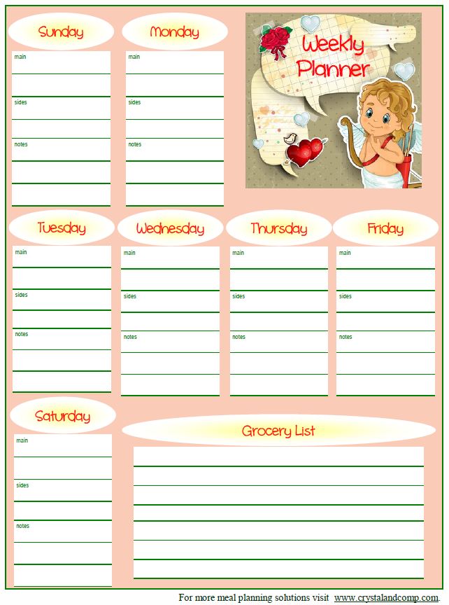 February Free Printable Meal Planner
