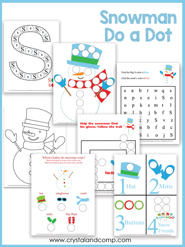 Snowman Do a Dot Printables for Preschoolers