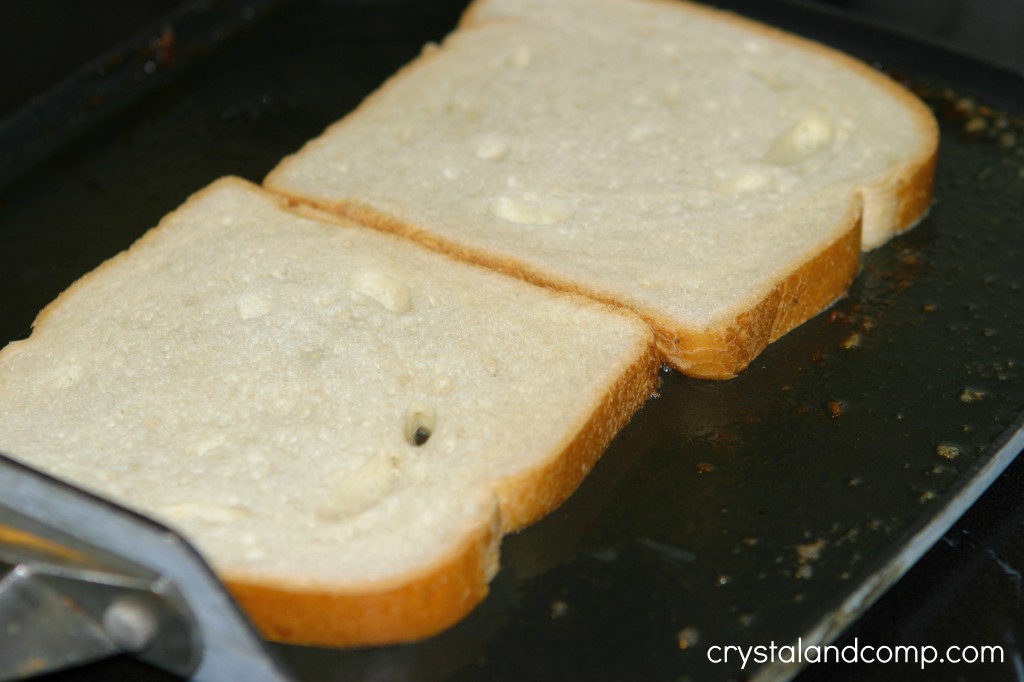 toasting bread on griddle