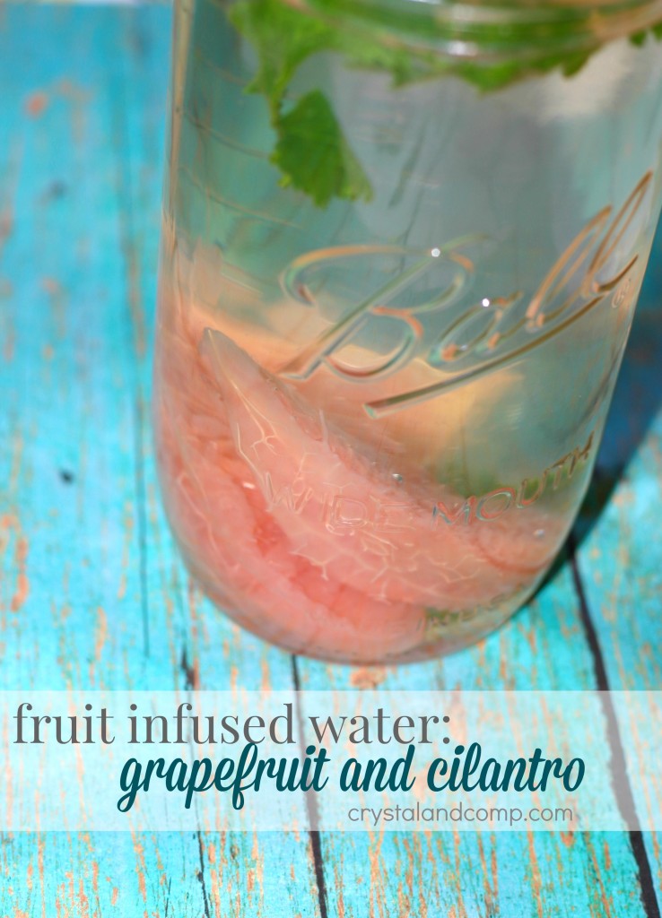 fruit infused water with grapefruit and cilantro