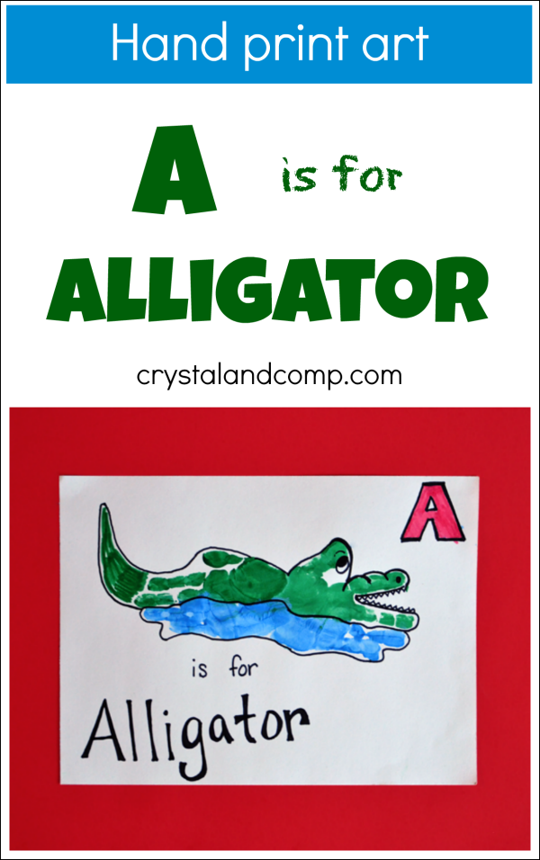 Hand Print Art A is for Alligator 