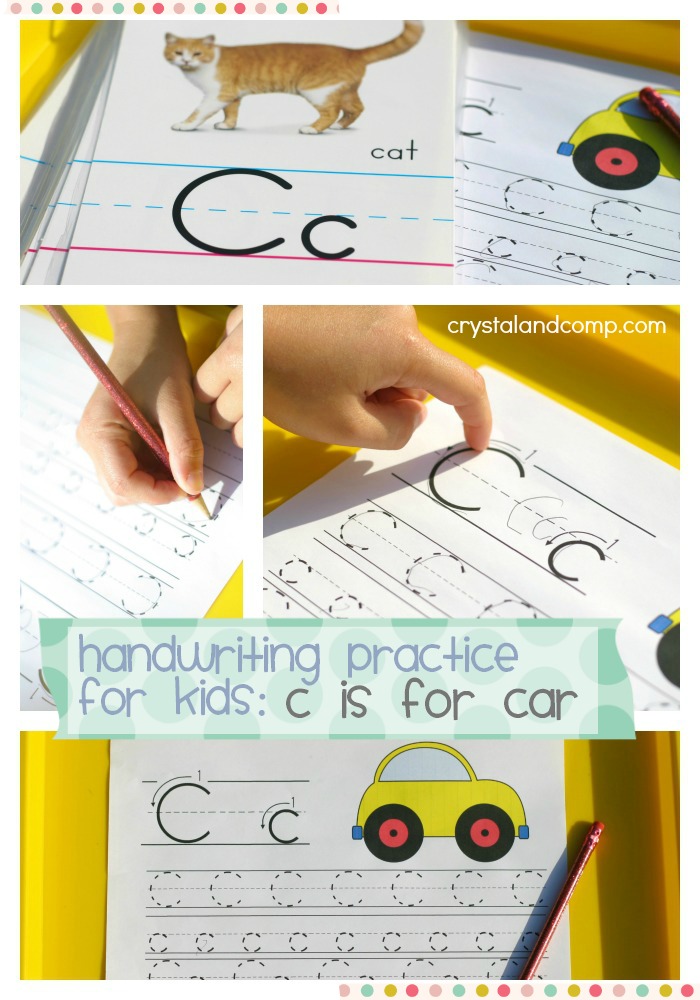 handwriting practice for kids c is for car and c is for cat