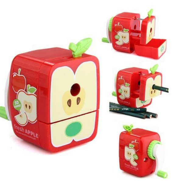 Cute  Apple Shaped Hand Crank Pencil Sharpener only $4.44!
