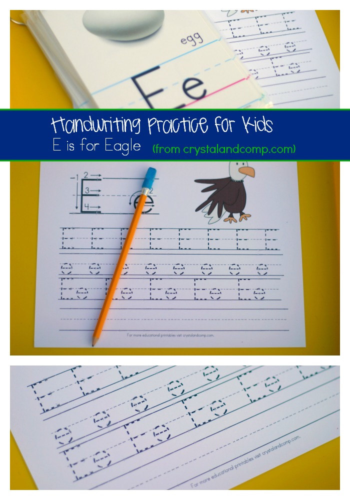 handwriting practice for kids e is for eagle
