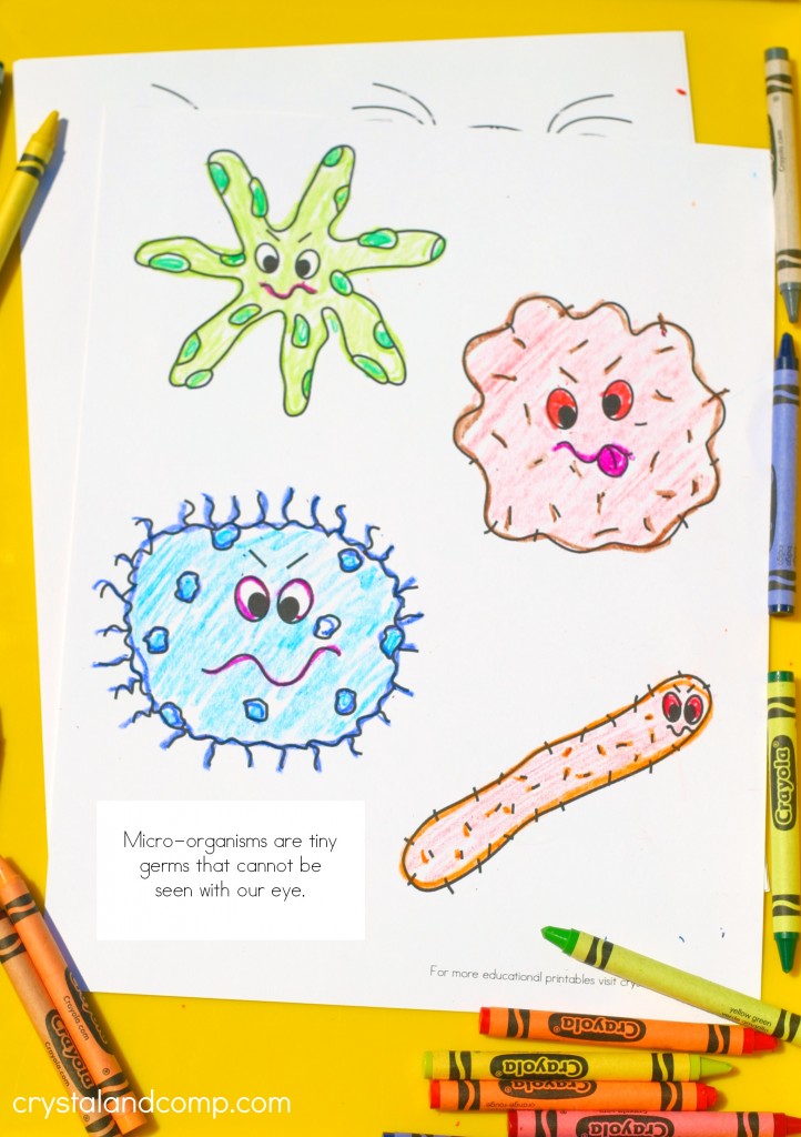 kid color pages and germs