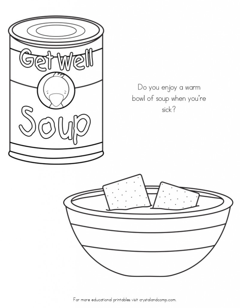 kid color pages chicken noodle soup 