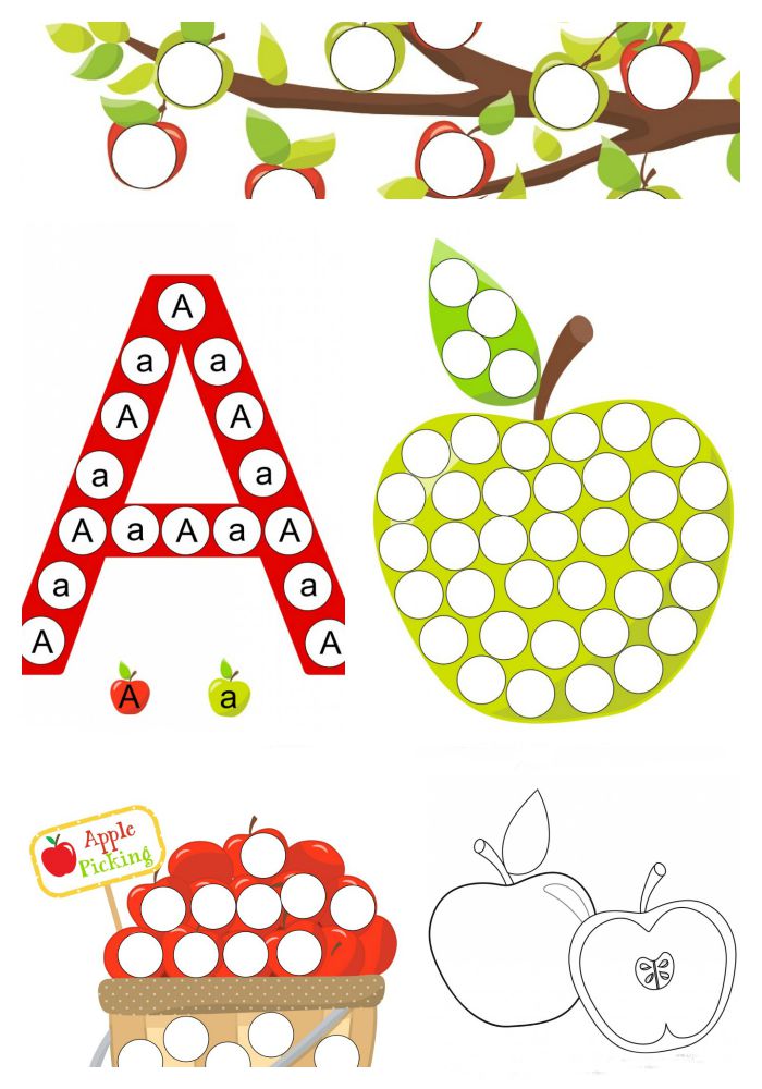 Preschool Do a Dot Printables: A is for Apple