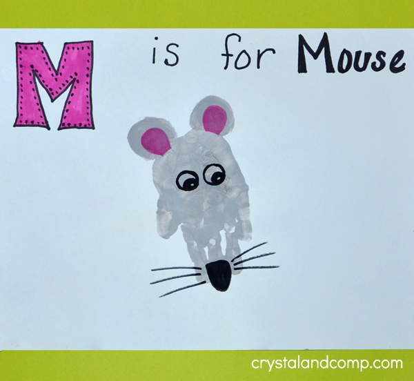 M is for Mouse Hand Print Art