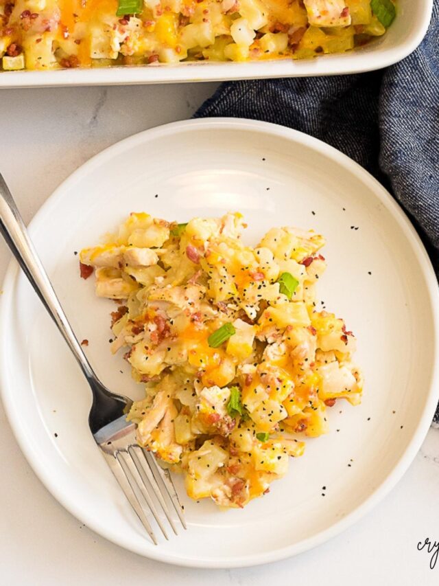 easy chicken potato casserole on plate