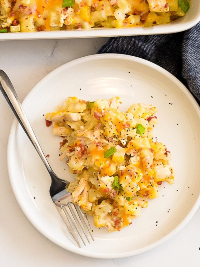 easy chicken potato casserole on plate