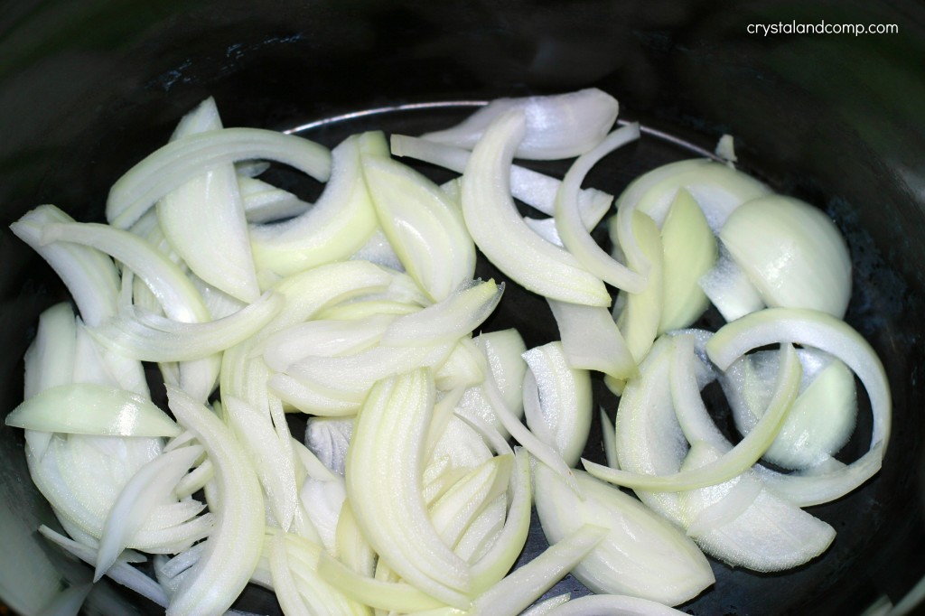 onions and garlic in crockpot