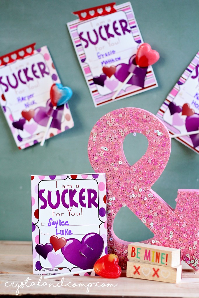 sucker printable for valentines party