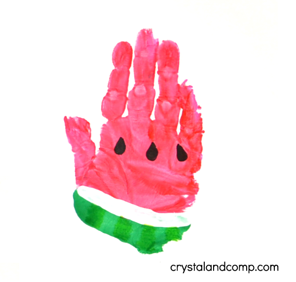 w is for watermelon hand print art for preschoolers 