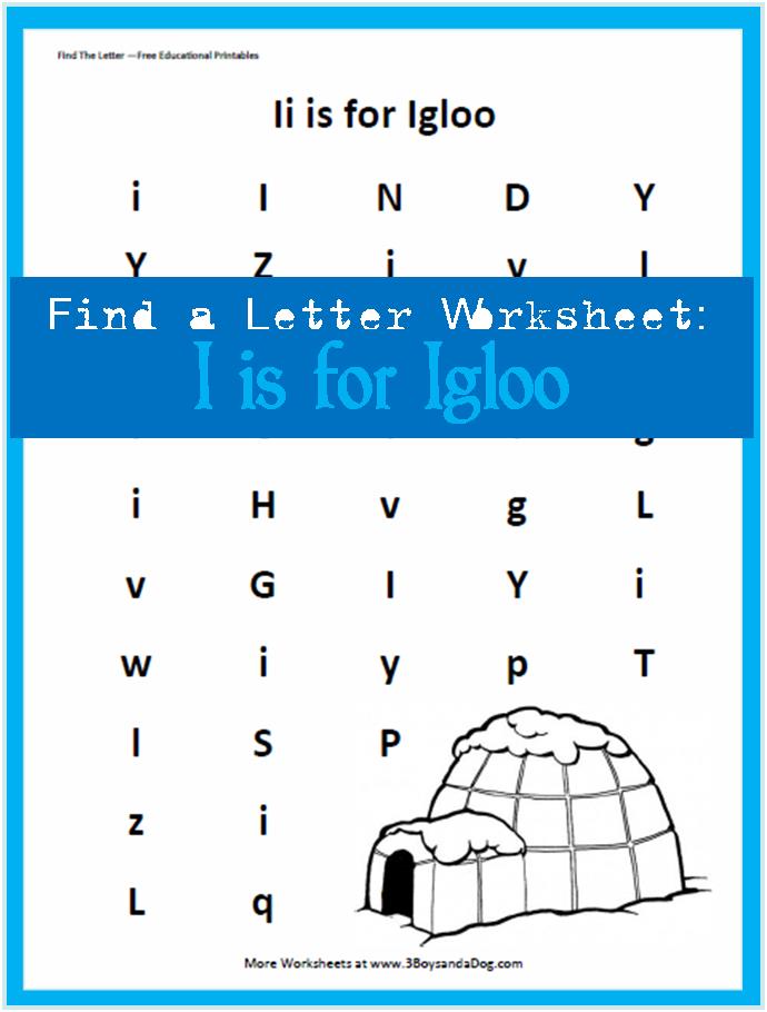 Letter of the Week:  Find the Letter (Ii is for Igloo)