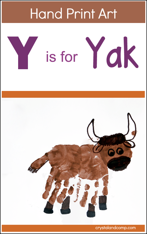 Hand Print Art: Y is for Yak