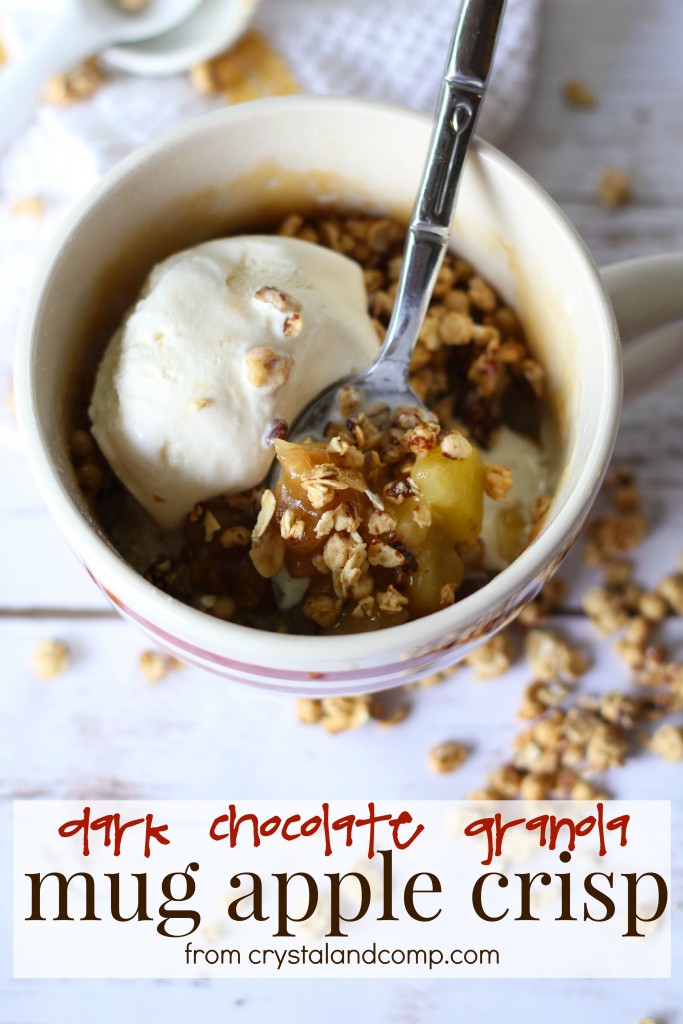 dark chocolate granola mug apple crisp