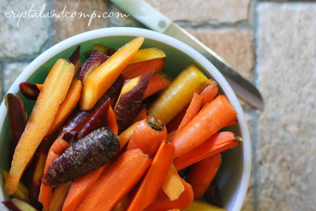 sliced rainbow carrots
