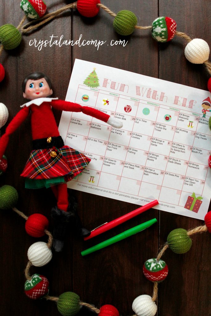 elf on the shelf planning calendar
