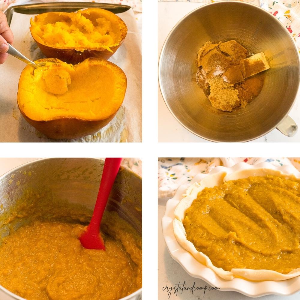 homemade pumpkin pie in process