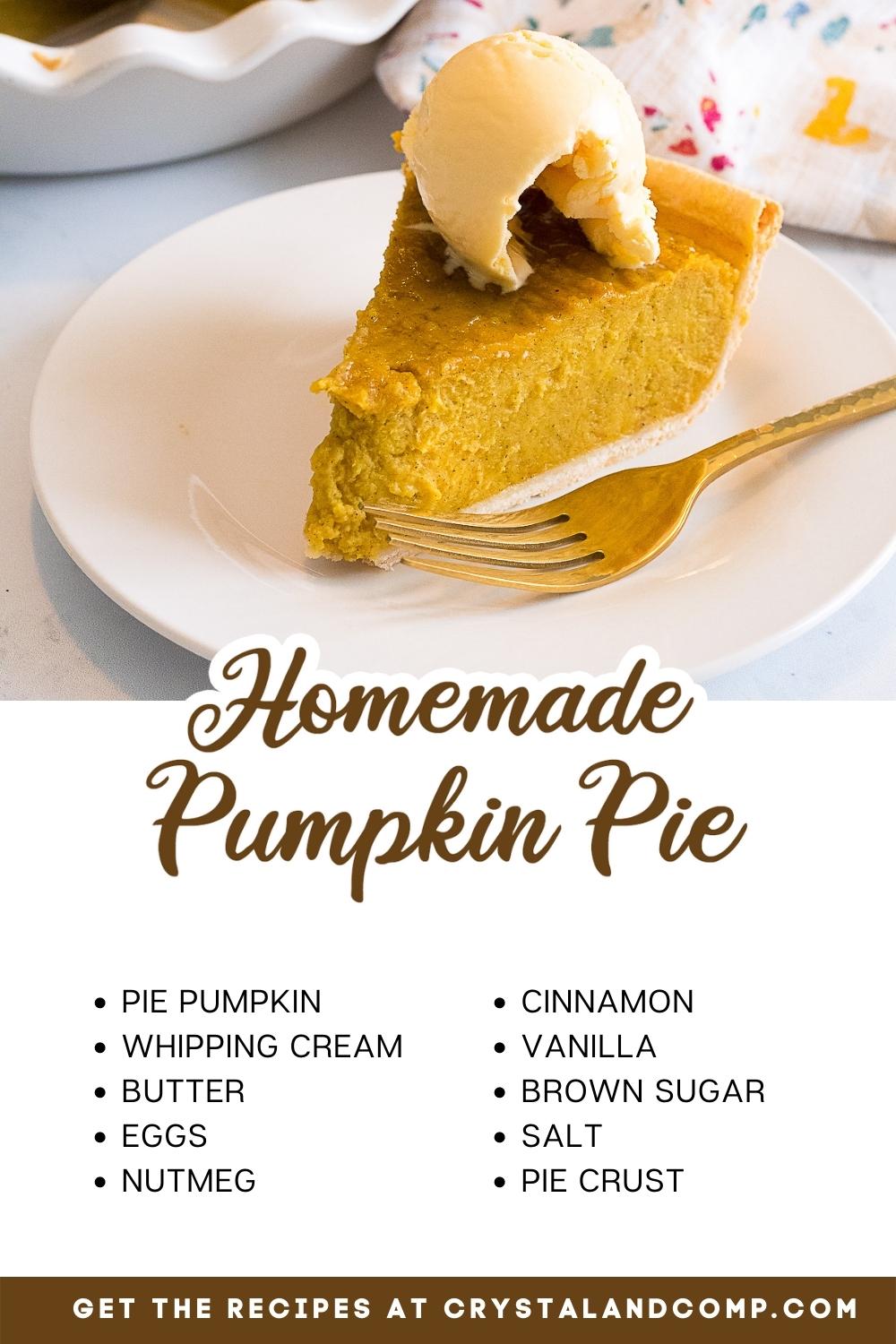 homemade pumpkin pie ingredients list
