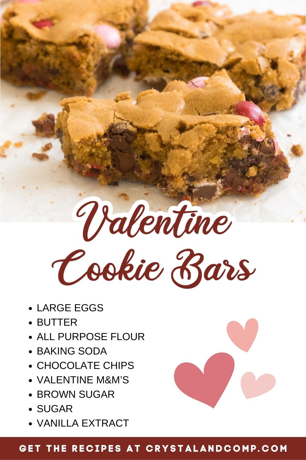 valentine cookie bars ingredient list