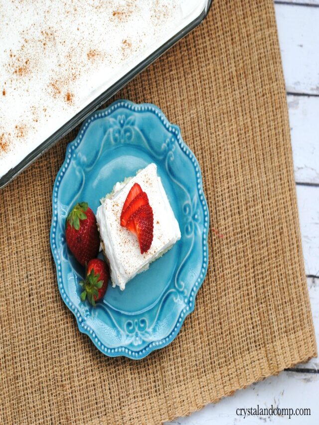 top your Tres Leches Cake with strawberries