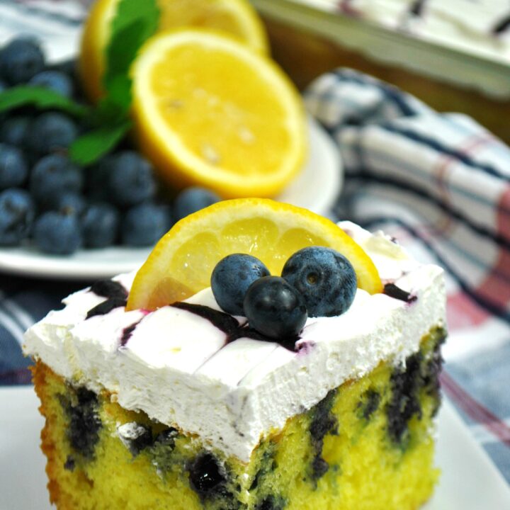 No Fail Lemon Blueberry Poke Cake