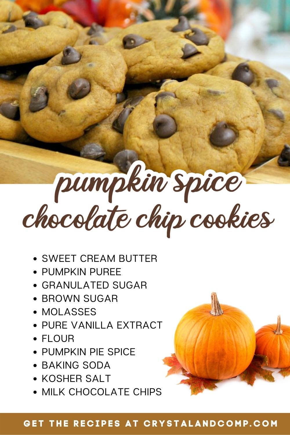 pumpkin spice chocolate chip cookies with ingredients