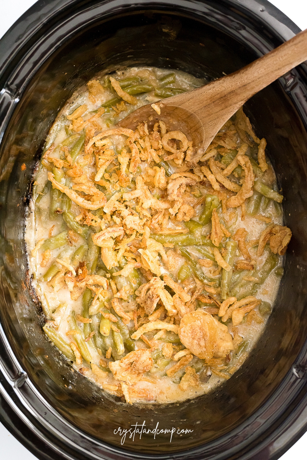 green bean casserole in slow cooker