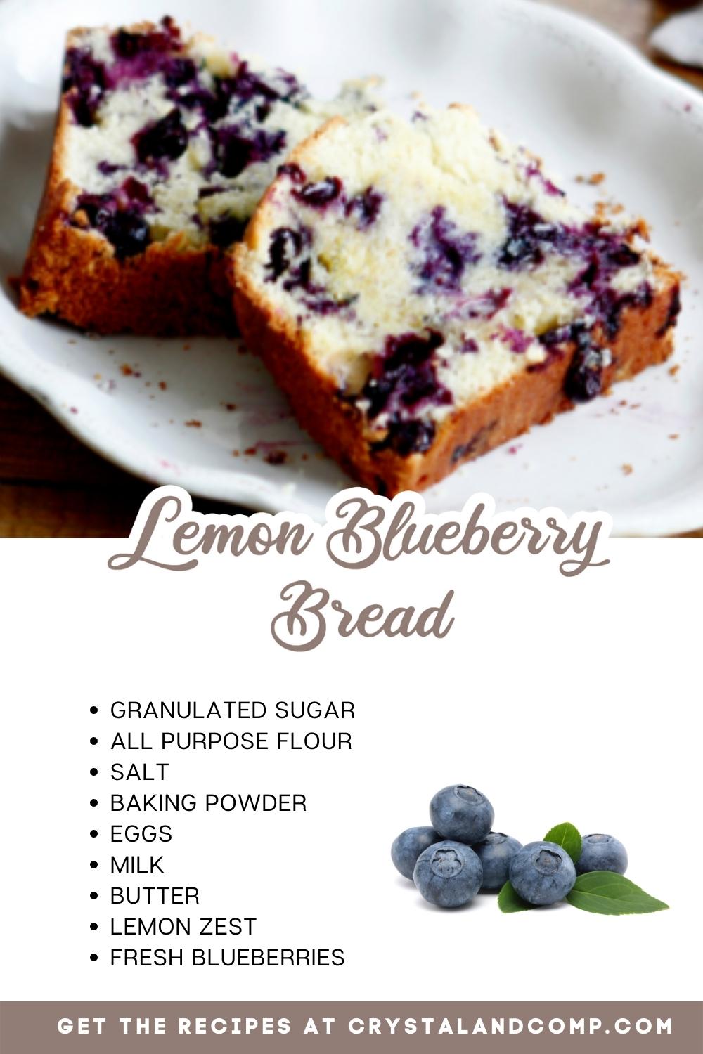 lemon blueberry bread with ingredients