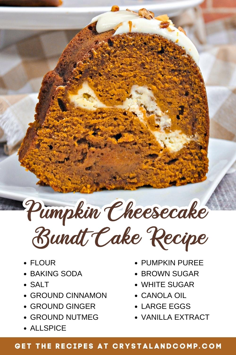 pumpkin cheesecake bundt cake ingredient list