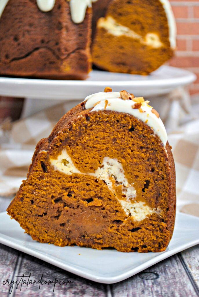 pumpkin cheese bundt cake with nuts