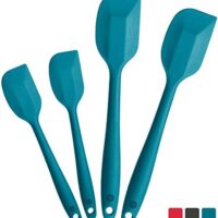 StarPack Basics Silicone Spatula Set (2 Small, 2 Large), High Heat Resistant to 480°F, Hygienic One Piece Design, Non Stick Rubber Cooking Utensil Set (Teal Blue)