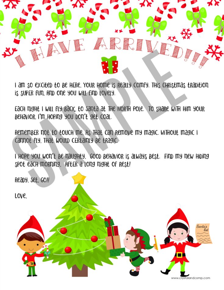 Elf On The Shelf Arrival Letters Printable